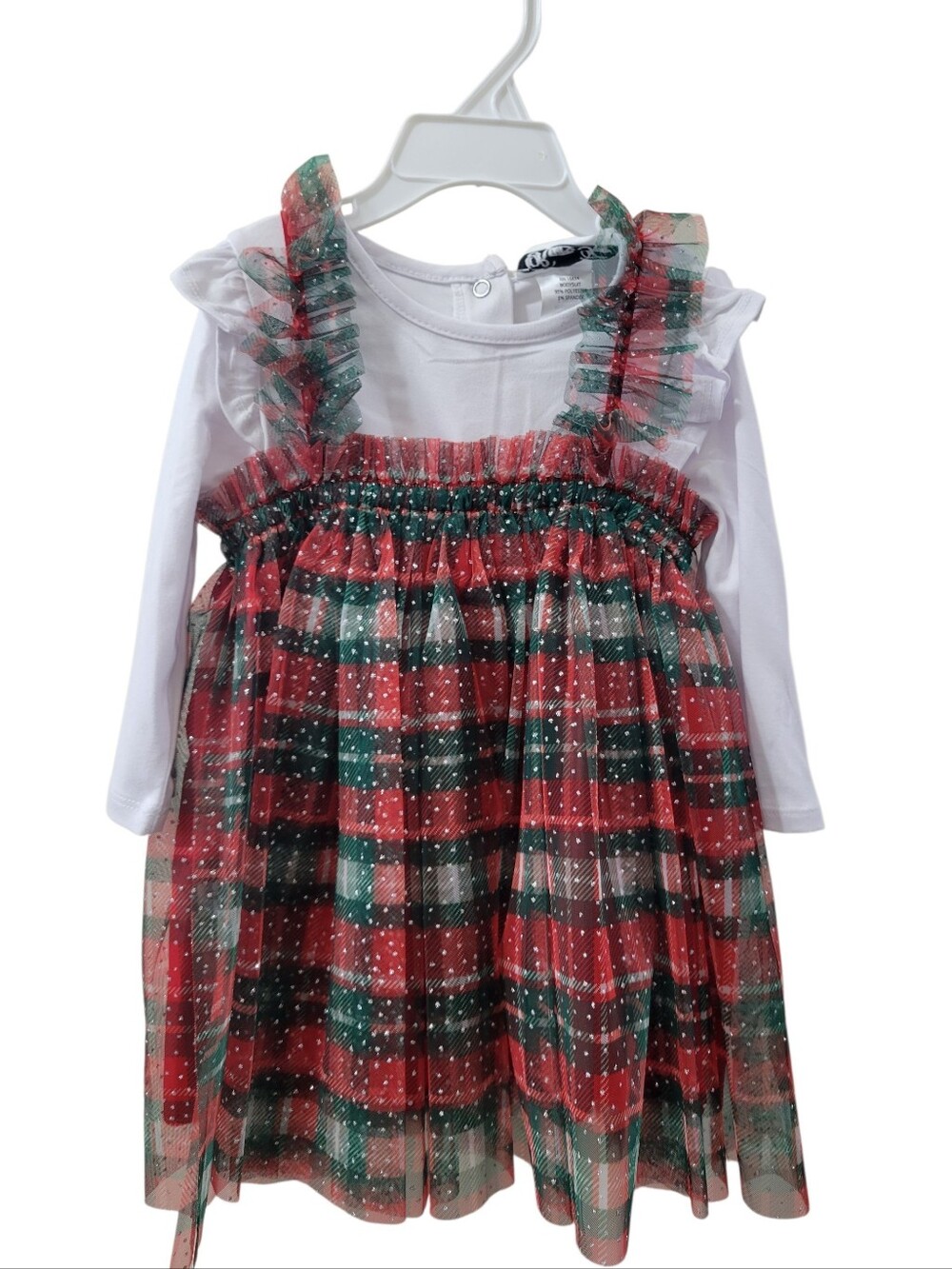 Toddler Girl Festive Holiday Plaid Tulle Dress 18 Months